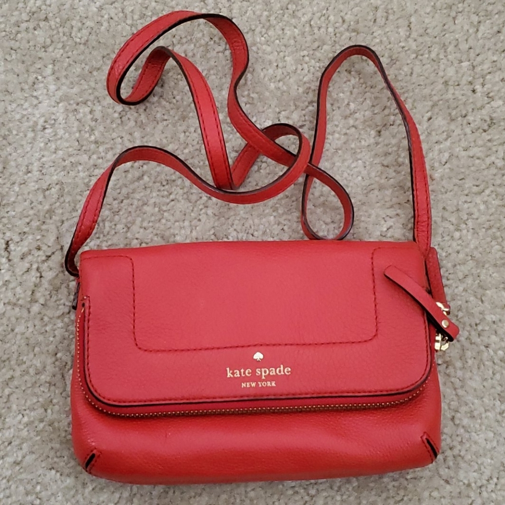 Kate Spade red leather crossbody bag